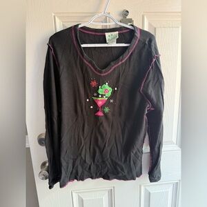 Quacker Factory Black Top with Pink Accents